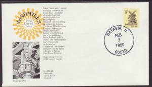 US Illinois Windmill 1980 Anderson U/A FDC BIN