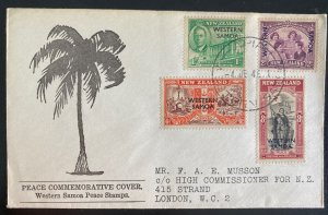1946 Apia Western Samoa Cover To London England Peace Issue
