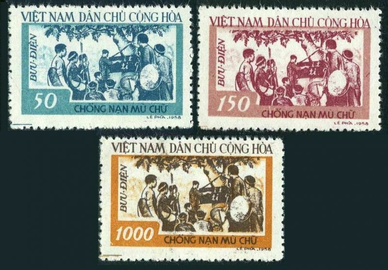 Viet Nam 64-66,MNH.Michel 67-69. Anti-illiteracy campaign,1958.