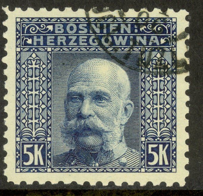 BOSNIA AND HERZEGOVINA 1906 5K FRANZ JOSEPH P. 9 1/4 Sc 45a VFU