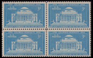 US 1029 Columbia University 3c block 4 MNH 1954