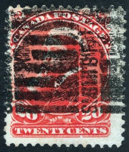 Canada Sc 46 Vermillion 20¢ 1888 Black Dated Boxed Bar Cancel