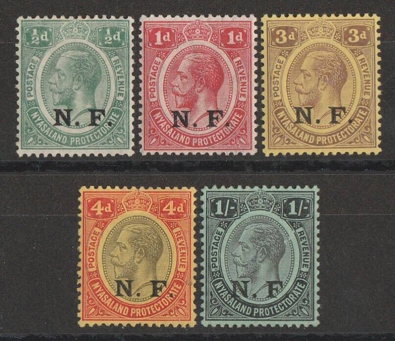 TANGANYIKA 1916 NF overprinted KGV set ½d to 1/-. 