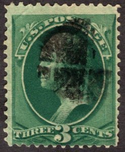 1873, US 3c, Washington, Used, Sc 158