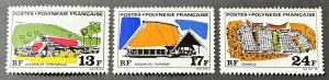 French Polynesia 1969 #253,55,57, Buildings, MNH.