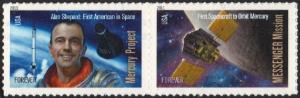 #4527-28, Pair. \Mercury & Messenger Missions\ Forever.  MNH
