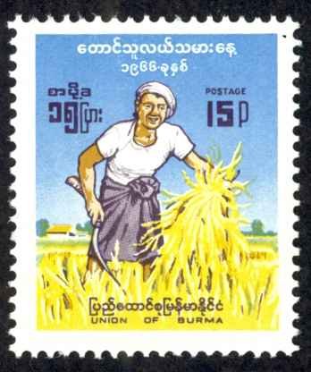 Burma Sc# 193 MH 1966 Rice Farmer