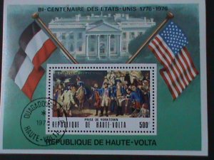 ​UPPER VOLTA-1976-BICENTENARY OF AMERICAN REVOLUTION CTO S/S VF-FANCY CANCEL