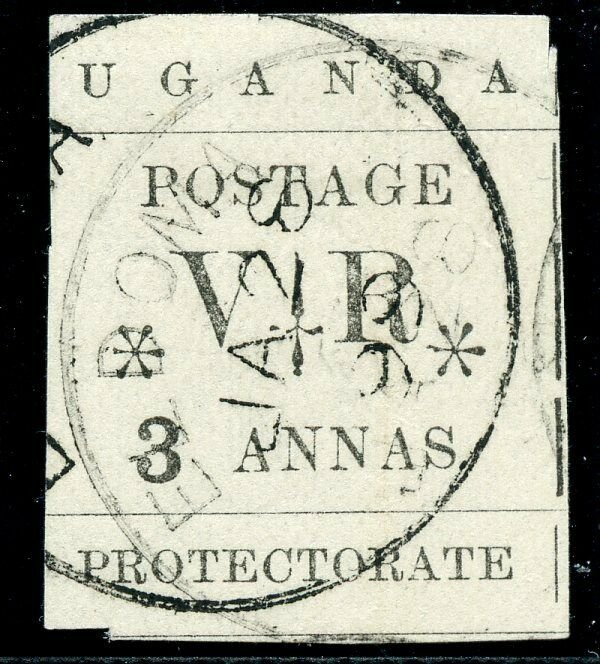 Uganda 1896 QV 3a black very fine used. SG 57. Sc 64.