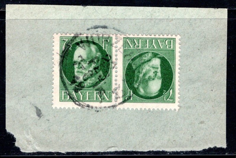 German States Bavaria Scott # 97 (2), postally used, tete beche, Mi # WZ11