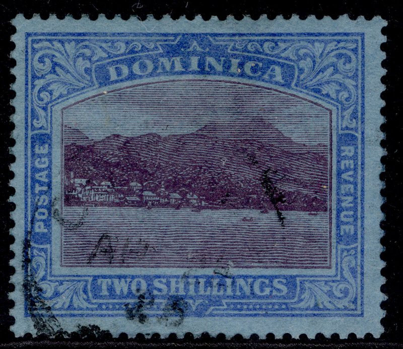 DOMINICA GV SG69, 2s purple & blue/blue, FINE USED. Cat £170. WMK SCRIPT