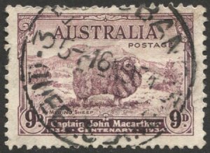AUSTRALIA 1934 9d Merino Sheep, Sc 149 Used, F-VF, SG 152  town cancel