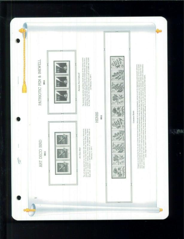 2011 White Ace U.S. Regular Issue Plate Number Stamp Supplement Pages USR-PB42