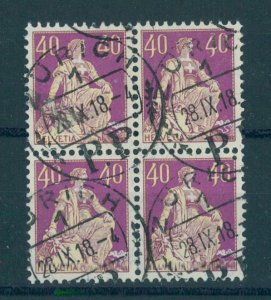 ​ SWITZERLAND, 40 CENTIMES HELVETIA (TYPE 2) WITH SWORD, RARE USED BLOCK OF 4