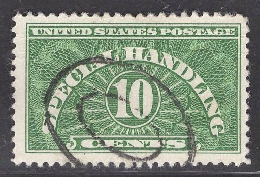 US Stamp #QE1 10c Yellow Green Special Handling USED SCV $1.00