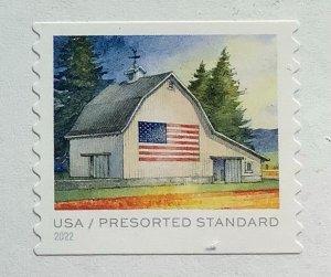 USA 2022 Scott 5686 used - (10c) Presorted Standard, Flag on Barn in Spring