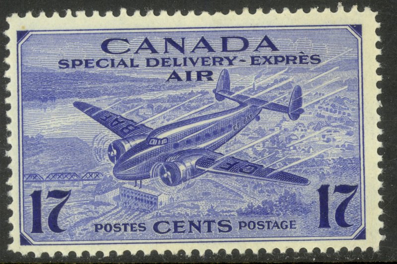 CANADA 1942-43 17c TRANS CANADA  AIRPLANE Airmail Special Delivery Sc CE2 MH