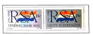 A) 1986 SOUTH AFRICA, REPUBLIC ANNIVERSARY, PAIR, COLOR DIFFERENCE, MNH