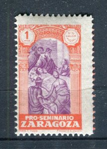 SPAIN; 1940s early Zaragoza local charity stamp Mint hinged value