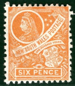 Australia States NSW QV SG.305 6d Deep Orange (1899) Mint MM Cat £50+ EBLUE128 