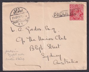 Australia 1929 KGV tied by PAQUEBOT with Port Taufiq Egypt on to Sydney