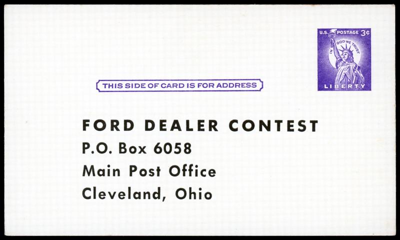 USA UX46 Mint (Pre-Printed) Ford Dealer Contest