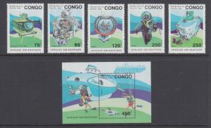 Congo, Peoples Republic Sc 1021-1026 MNH. 1993 Deep Sea Submarines, cplt set