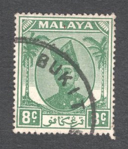 Malaya - Trengganu, Scott #69   VF/XF, Used, 8 cent green,  ..... 6470045