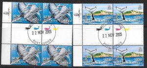 PITCAIRN ISLANDS SG721/2 2006 HUMPBACK WHALES BLOCK OF 4 GUTTER PAIRS USED