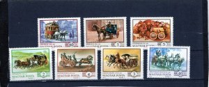 HUNGARY 1971 HORSES & COACHES SET OF 7 STAMPS MNH