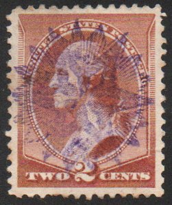 USA #210 XF-SUPERB, blue fancy star cancel, great margins, SELECT!