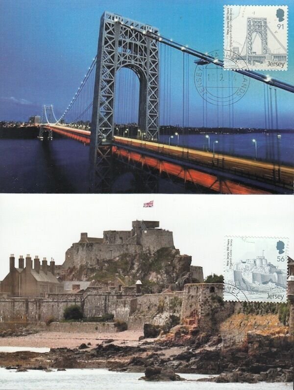 JERSEY - 350th ANN of NEW JERSEY in the USA -  SET of 6 SUPERB MAXIMUM CARDS