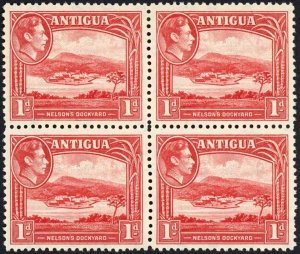 Antigua SG99 1d Scarlet Block of FOUR U/M Cat 14+ pounds