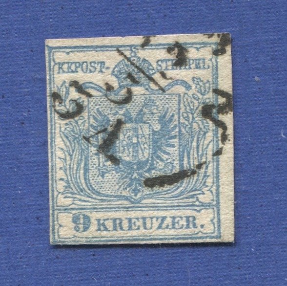 AUSTRIA 1850 9 Kr, Type IIb, Wien cancel, Sc 5, F, cv $9