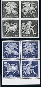 Iceland # 691a, 695a, Guardian Spirits, Blocks of Four, Mint NH, 1/2 Cat.