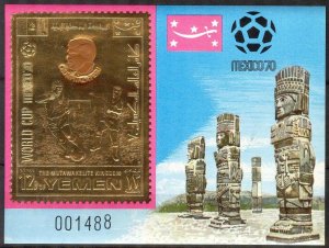 Yemen 1970 Football Soccer Mexico Players Chumpitaz - Peru GOLD S/S MNH