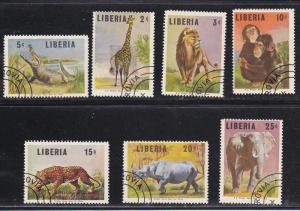 Liberia # 451-457, African Animals, Used, CTO, 1/3 Cat.