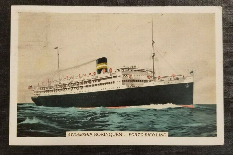 1940 Postcard Cover Steamship Borinquen New York NY to Haddonfield NJ