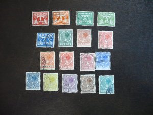 Stamps - Netherlands - Scott# 142-156,158,159 - Used Part Set of 17 Stamps