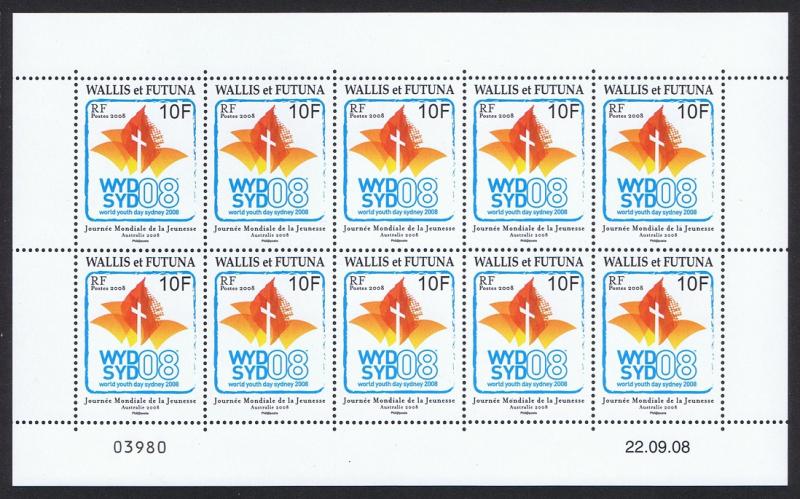 Wallis and Futuna World Youth Day 1v Full Sheet of 10 stamps SG#948