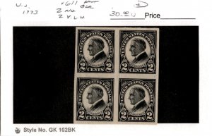 United States Postage Stamp, #611 Mint LH Block, 1923 Harding (AI)