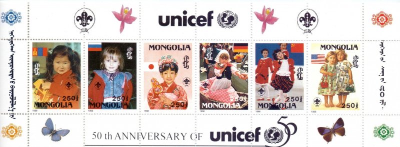 Mongolia. 1996. 2660-65 bl263. Butterfly children. MNH.