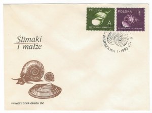 Poland 1990 FDC Stamps Scott 2973-2974 Shells Mussel Fresh Water Snail
