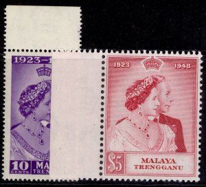 MALAYSIA - Trengganu GVI SG61-62, 1949 ROYAL SILVER WEDDING, NH MINT. Cat £30.