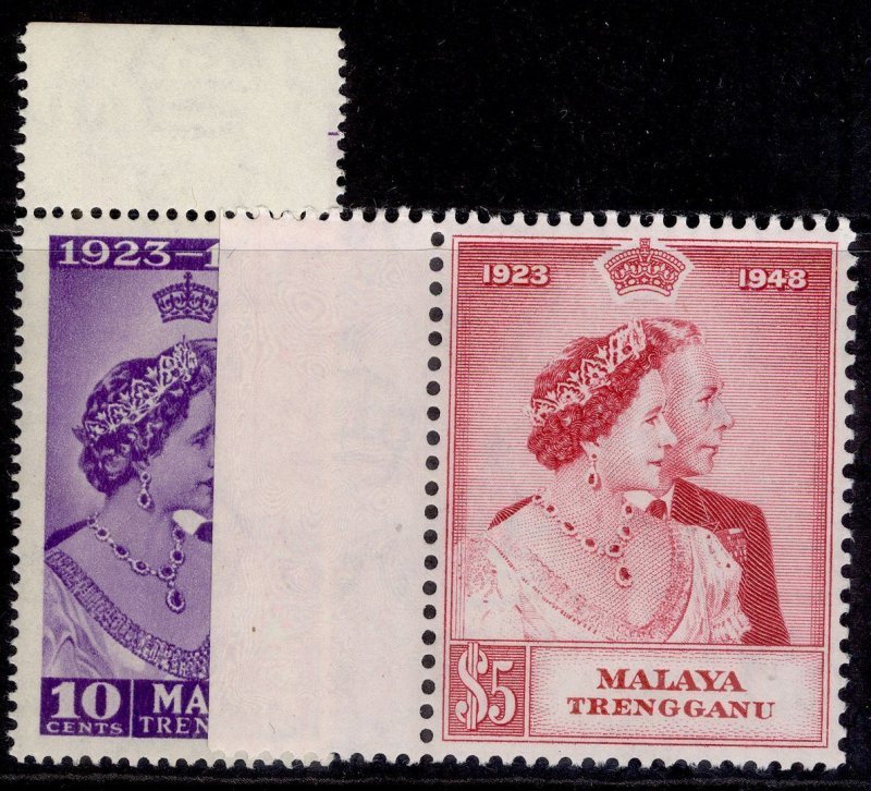 MALAYSIA - Trengganu GVI SG61-62, 1949 ROYAL SILVER WEDDING, NH MINT. Cat £30.