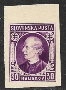 SLOVAKIA 1939 30h Andrej Hlinka Imperforate Portrait Issue Sc 29a MNH