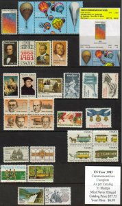 US 1983 Year Set, Complete Commemoratives, Mint Never Hinged, FREE SHIPPING