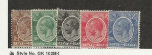 Kenya KUT, Postage Stamp, #18, 21, 23, 24, 26 Mint Hinged, 1922-27, JFZ