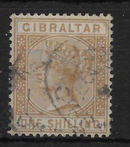 GIBRALTAR SG14 1887 1/= BISTRE USED