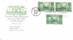 1945-1946 FDC, #930-933, 1c-5c Franklin D. Roosevelt, House of Farnam (4)